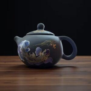Handmade Purple Pottery Fish Teapot